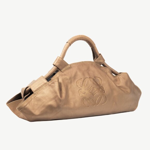 Loewe Nappa Aire Metallic Gold Sheep Skin Anagram Handbag - Picture 2 of 12